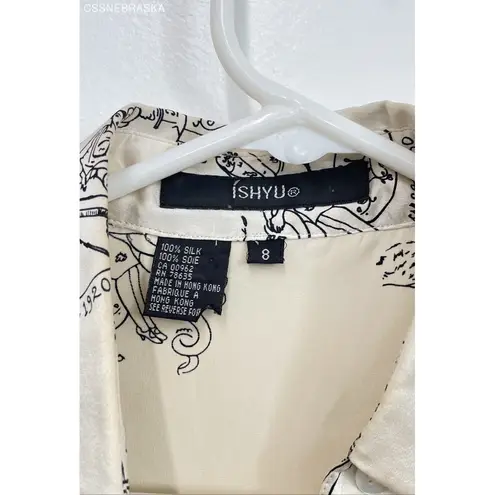 Ishyu Cream Vintage Silk Equestrian ladies Blouse shirt