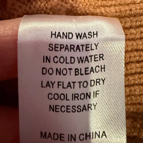 Fate Cable Knit Sweater Floral Puff Sleeve Women's Medium Brown Career Feminine