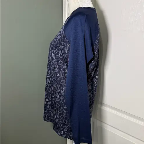 Patagonia  Capilene Midweight Base Layer Long Sleeve Top Navy Print XL