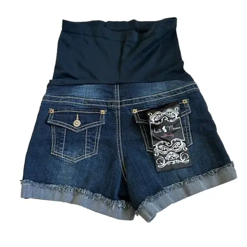 Haute Mama Maternity Pregnancy Distressed Denim Cuffed Jean Shorts Small NWOT Blue Size undefined