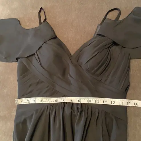 Women’s Black Full Length Cold Shoulder Chiffon Formal Dress Leg Slit Size 8