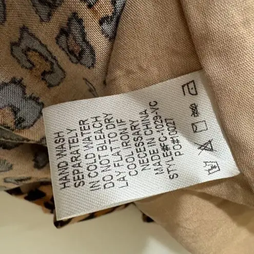 Fate Oversized Leopard Print Dress W/ Tiered Ruffle Sleeves & Ruffle Hem Size S Brown