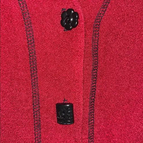 NINA PICCALINO RED AND BLACK KNIT JACKET/SHACKET DARK RUBY RED WITH BLACK & GREY Size undefined