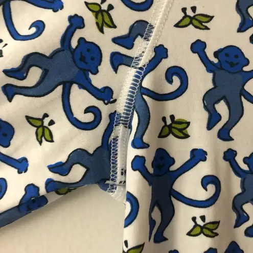 Roller Rabbit Pima Cotton Monkey Print Pajamas PJs in Blue TOP ONLY Size Small
