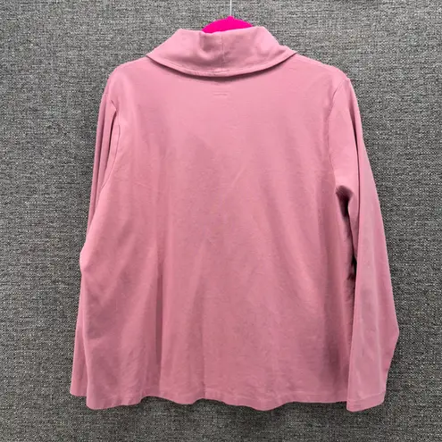 LL Bean Womens Shirt Size 1x Oversized Cozy Collared Pullover Travel Long Sleeve Pink