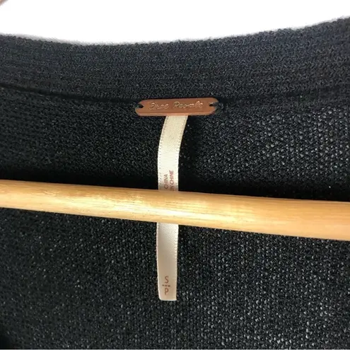 Free People  Black Criss Cross Knit Sweater Tunic S