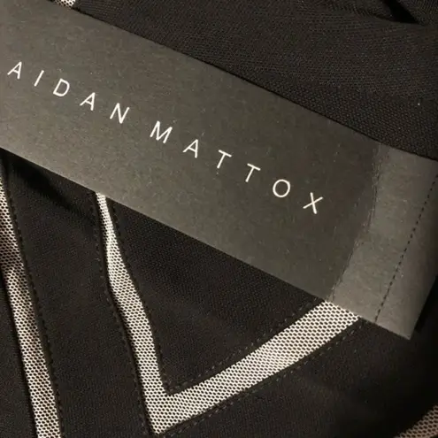 Aidan Mattox Dress 10 NWT Cutaway Crepe Halter Jersey Mesh Sheer Detail Illusion