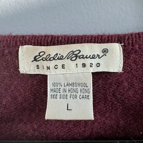 Eddie Bauer Vintage  Maroon Lambs Wool Cardigan Sweater