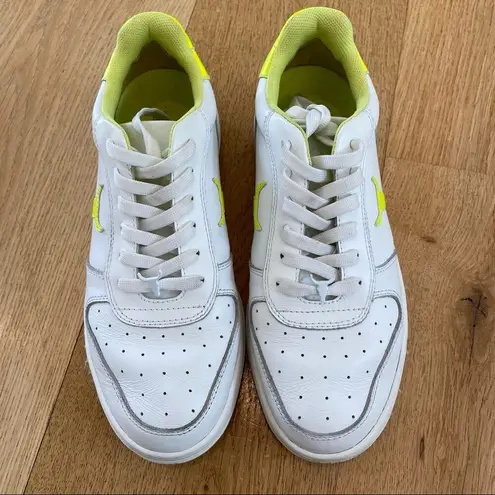 Windsor Smith Universe White Sneakers with Contrast Neon Yellow Size 8