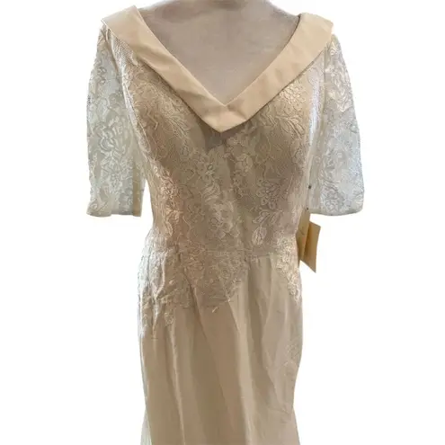 LanTing Bride Women's White Lace Chiffon Wedding Dress Off Shoulder size 10 Size M