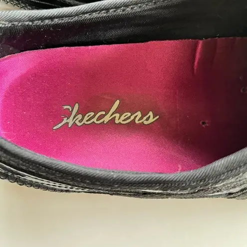 Skechers  Black Womens 21310 Leather Round Toe Lace Up Sneaker‎ Shoes Size 9.5