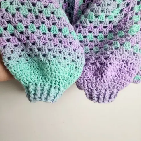 New Handmade Crochet Cardigan Open Front Sweater Premium Acrylic OS Purple Size undefined