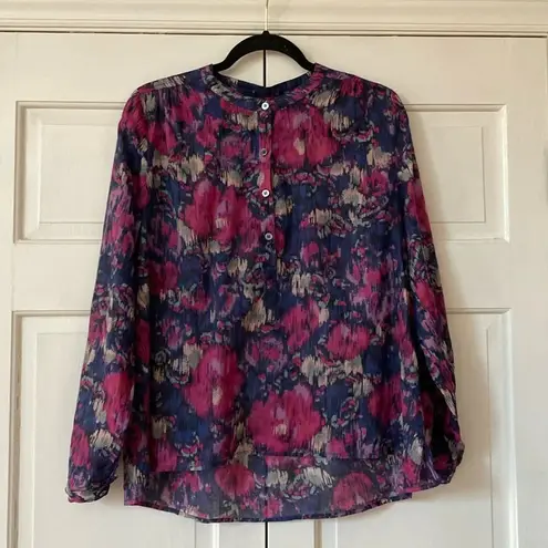 Isabel Marant Etoile Maria Brushstrokes Blouse Abstract Floral Print Cotton Top