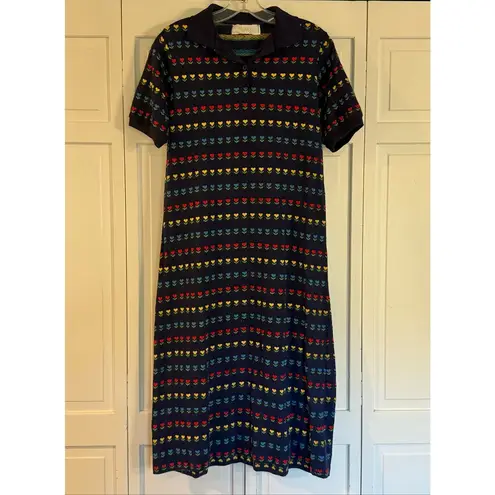 B.G. Day vintage floral print polo dress size M Blue Size M