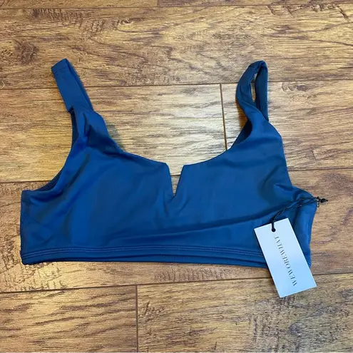 We Wore What Slit Scoop Bra Top Size Medium NWT pale navy blue