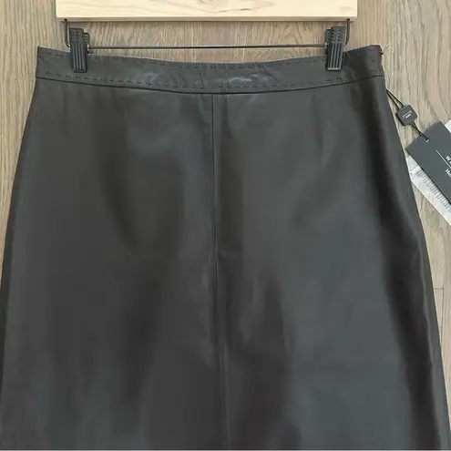 Max Mara NWT Weekend Leather Tiro A-line Knee-Length Skirt Chocolate Brown 12