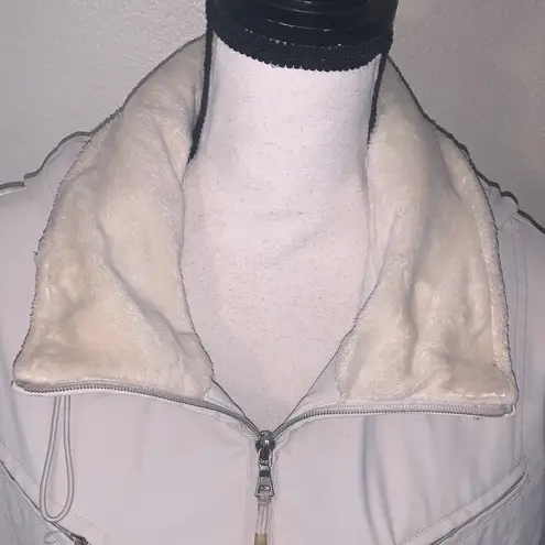 Weatherproof cream Zip-Up Jacket Rainproof Fleece Lined Satin Hooded