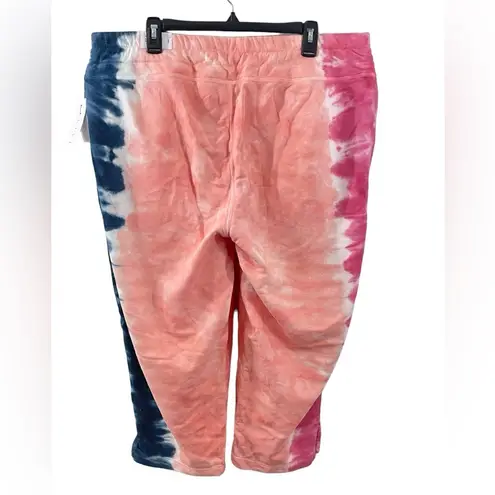 Lane Bryant NWT  Livi Sweatpants Cropped Capris Pink Blue Tie Dye Plus Size 18/20