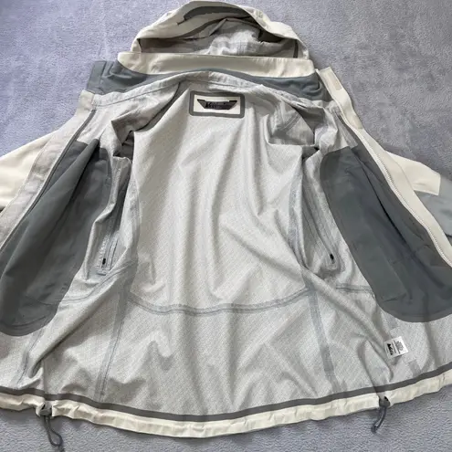 REI Elements E1 Women's Softshell Hooded Jacket Gray Beige Waterproof Medium M Tan
