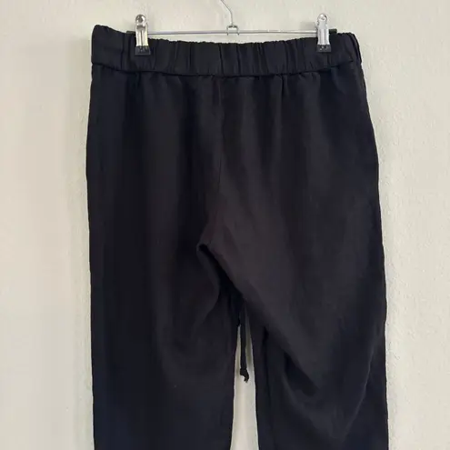 Enza Costa French Linen Pants Womens 2 Medium Black Drawstring Elastic Waist