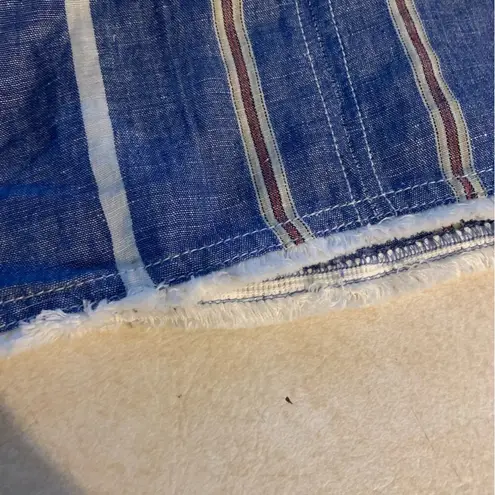 Pilcro and the Letterpress dress womens size 0 blue stripe linen cotton belted c