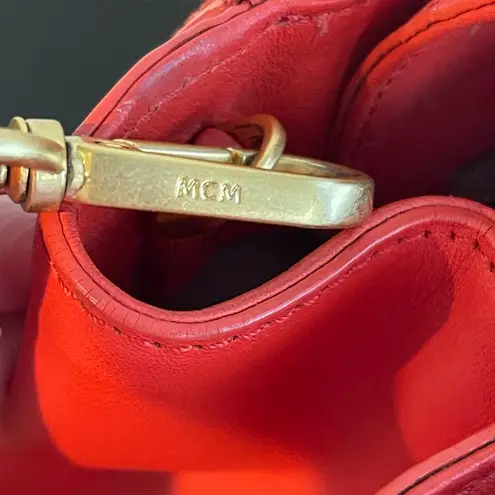 MCM 2-Way Red Leather Top Handle Shoulder Bag - Preowned