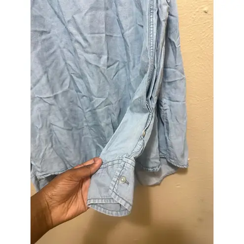 BB Dakota  Womens Chambray Sleeveless Shirt w/ Sleeves Light Wash Denim‎ Size L