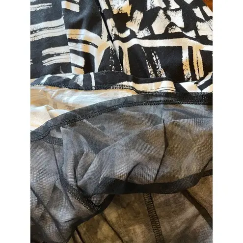 Nic+Zoe Black And White Jersey Moonlit Palm Sleeveless Fit And Flare Dress XS