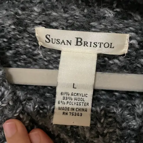 Susan Bristol VTG Women's L Chunky Knit Turtleneck Sweater Gray Wool Blend Fall