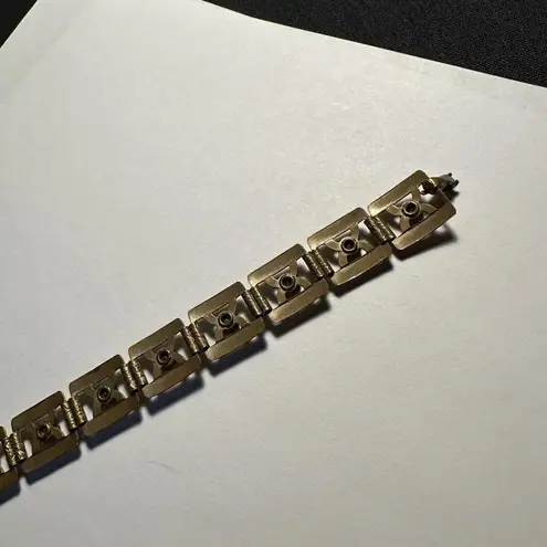 Women’s Bronze Gold Tone Red & Pink Rhinestone Tennis Bracelet 7 Inch