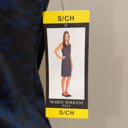 Mario Serrani Women's Blue Black Printed Unlined Comfort Knit Shift Dress Size S