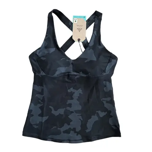 prAna NWT Layna Cross Back Built-in Bra Tank Top | Black Camo | Small