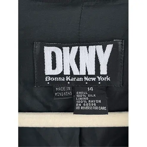 Donna Karan T1 90s VTG DKNY Silk Blazer Career Jacket Business Casual Black Size 14