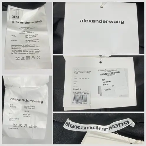 Alexander Wang NWT Crystal Cuff Tailored Stretch Jersey Long Sleeve Minidress XS