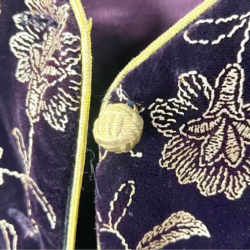 Norton Mcnaughton Burgundy Velour Gold Embroidery Accent Button Blazer, Size 8