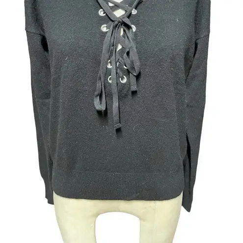The Kooples Black Wool Cashmere Blend Lace-Up Sweater Size 1 / Small