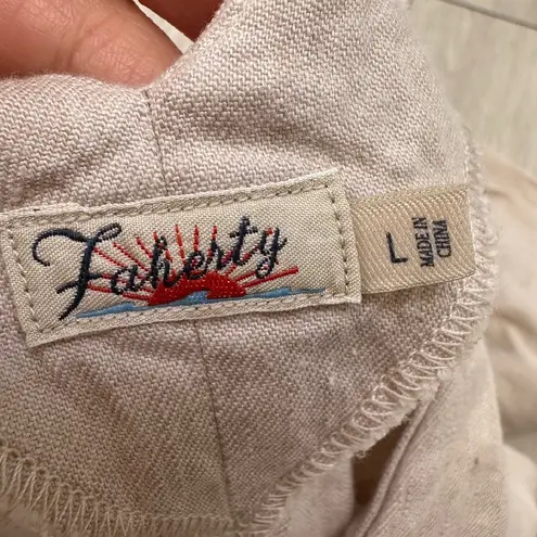 Faherty linen organic long sleeve beige neutral lightweight top size large L Tan