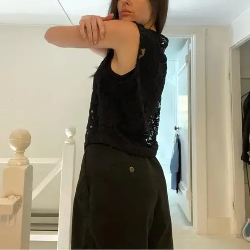 Clio Vintage 90s Sheer Lace Knit Vest Black Size S