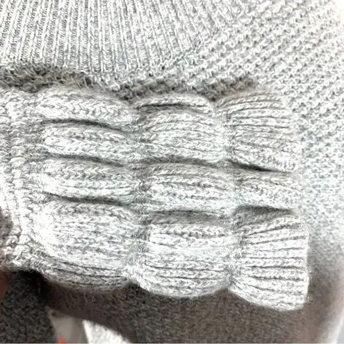 Club Monaco Gray Wool & Alpaca Blend Quilted Sleeve Cuff Knit Sweater