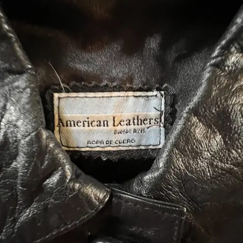 American Leathers Buenos Aires Genuine Leather Jacket Black XL Button Front Coat