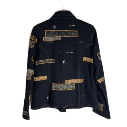 Yak Magik Jacket Womens Large Black Boho Embroidered Western Tassel Nepal Unique