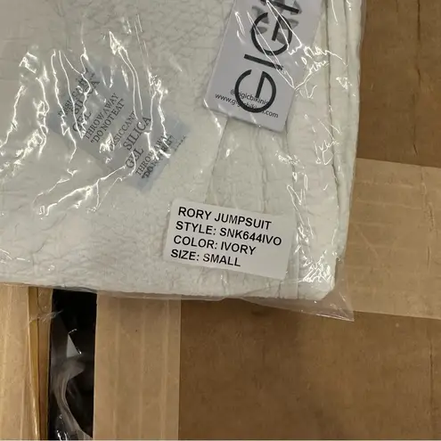 New Gigi C Rory Jumpsuit Ivory Snakeskin S White