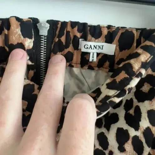 Ganni 987  Leopard Print Jumpsuit Size 34 Color Cream Brown