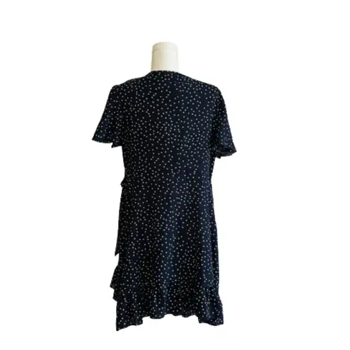 Relipop Wrap Dress Blue White Polka Dot V-Neck Bell Short Sleeve Ruffled XL NEW