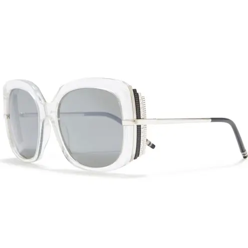 Authentic BOUCHERON 54 glitter oversized Square Swarovski crystals sunglasses Silver