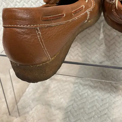 Vintage Womens Connie Tan Leather Kilty Tassel Cottagecore Loafers Size 8.5