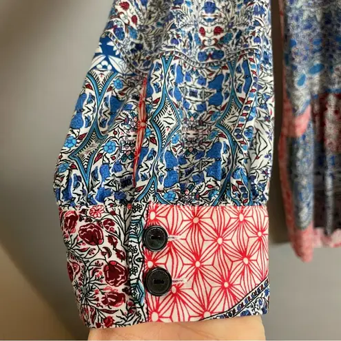 Sanctuary  Dress Mini Patchwork Print‎ Mandala Dropped Waist Red Blue Boho Medium