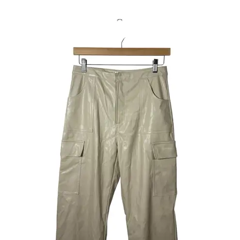 Salty LA Women’s Leather Wide Leg Cargo Pants Beige Size M