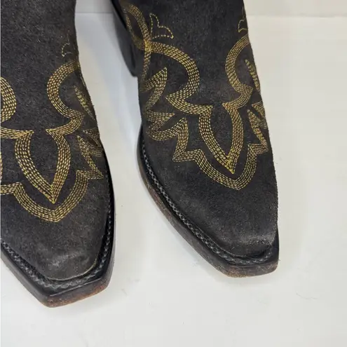 Lucchese Black Distressed Leather Pointed Toe Cowboy Boots Sz 71/2.