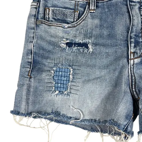 Pilcro and the Letterpress Jean Shorts Women 29 Medium Wash Distressed Patchwork